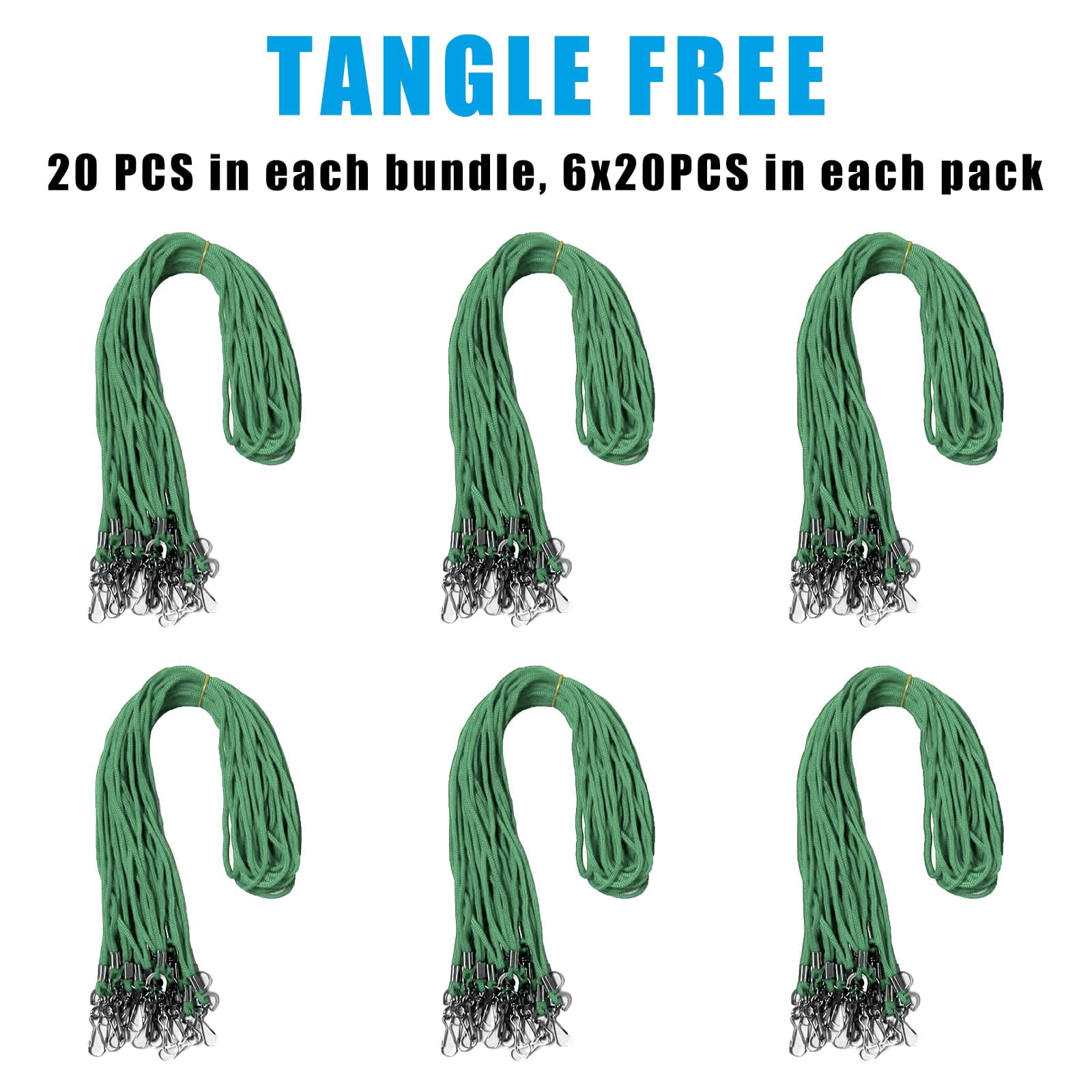 120 Green Lanyards Bulk Round 36" With Swivel J Hook For Id Name Badge Holder  Vip School Conference Festival And Hang Keys