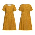 thumbnail image 3 of Bixox Robe d'Été à Manches Courtes pour Femmes Robe Ample Longueur Genou avec Poches-Pailletée Dorée, 3 of 7