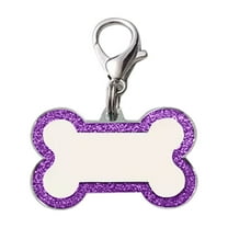 WD-Forest Personalized Stainless Steel Dog Tag Bone Shape Pet ID Tag with 4 Lines of Customizable Text Durable & Glitter Bone ID Tag for Puppy Cat #A3