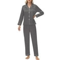 thumbnail image 3 of UVN Womens Pajamas Sets Long Sleeve Shirts and Long Pants Two Piece Lounge Sets Fall Satin Silk Pjs Sleepwear Outfits, 3 of 9