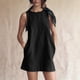 thumbnail image 5 of Vestido Corto Informal de Verano para Mujer, de Algodón y , con Cuello Redondo, Sin Mangas y Espalda Abierta, Ideal para Playa y Sol. Negro XL, 5 of 9