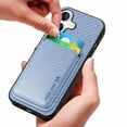 thumbnail image 2 of Dteck Detachable Back Cover for iPhone 16 with Card Holder, Magnetic Wallet Pocket Carbon Fiber Texture PU Leather Slim Phone Case, Blue, 2 of 12