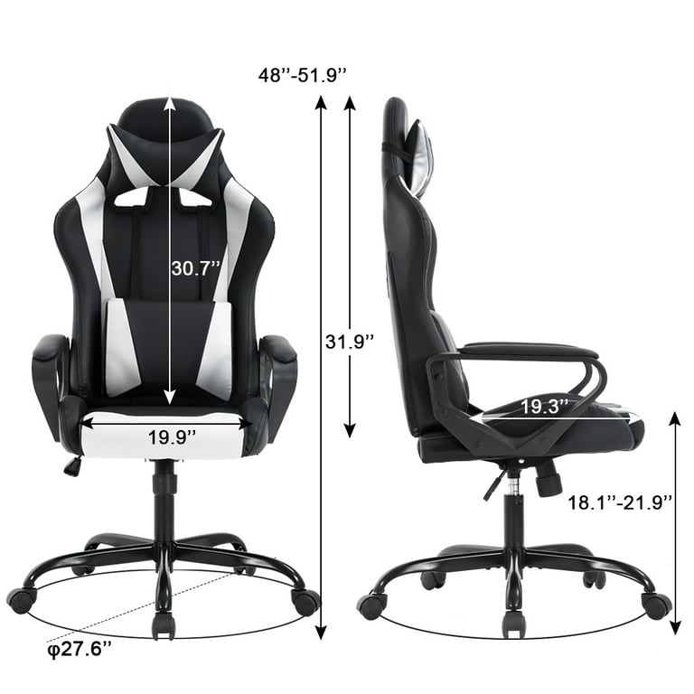 High-Back Gaming Chair PC Office Chair Computer Racing Chair PU Desk Task  Chair Ergonomic Executive Swivel Rolling Chair with Lumbar Support for Back  Pain Women, Men (WHITE) 