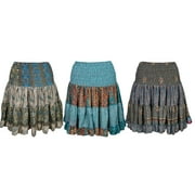 Mogul Womens Flare Skirt Vintage Recycled Tiered Alluring Atmosphere Knee Length Skirts Wholesale Lots Of 3