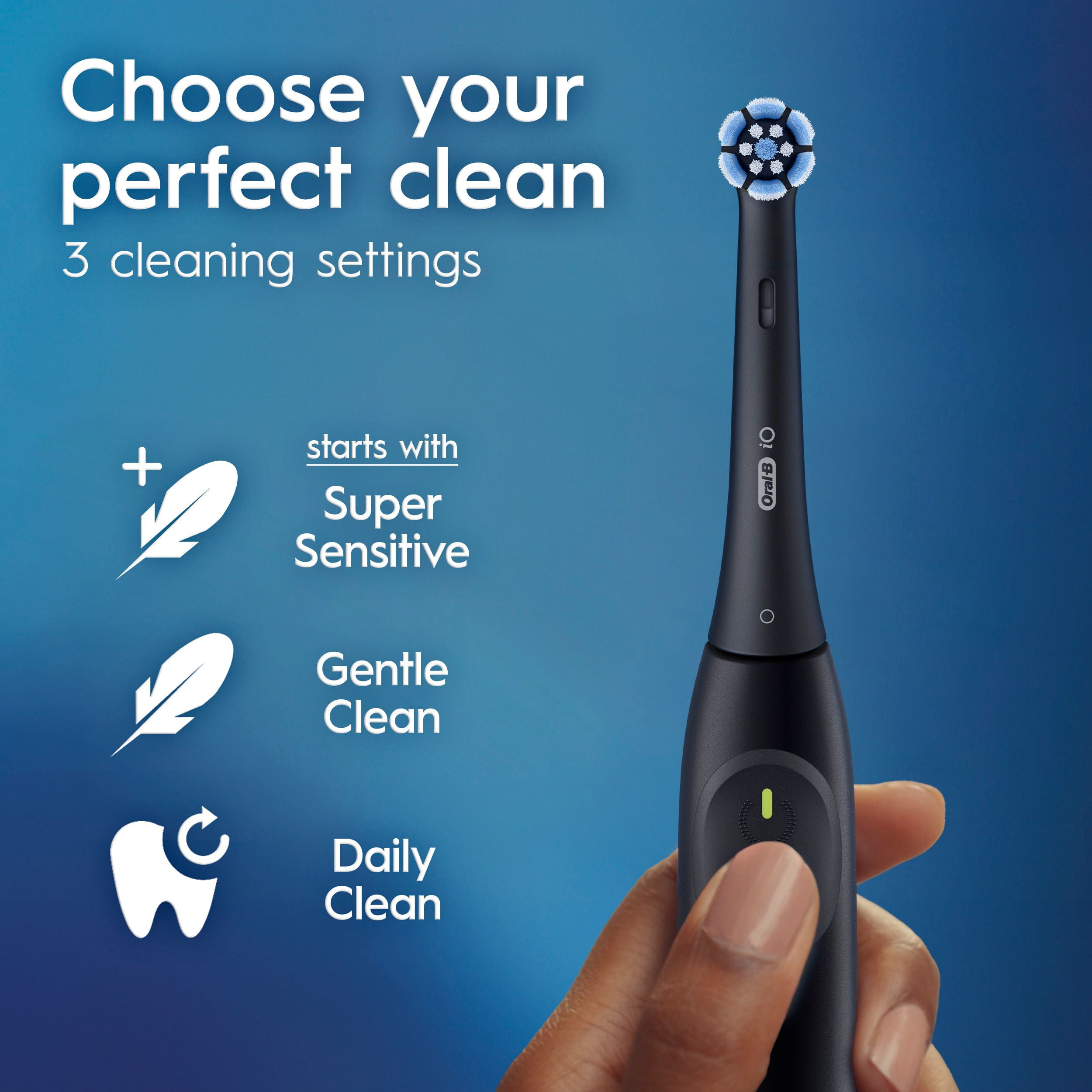 Oral-B iO Series 2 Brosse à Dents Électrique Rechargeable, avec 1 Tête de Brosse Soin Doux - Capteur de Pression Automatique pour Protéger les Gencives - 3 Modes - Minuterie de 2 Min
