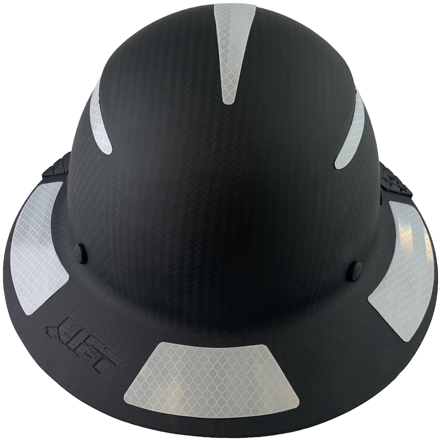 Lift Safety Helmet - Actual Carbon Fiber Full Brim Hard Hat - Matte Black with White Reflective Decals with Hard Hat Tote Bag