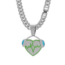 Men Women Hip Hop Music Headset Pendant Pendant Necklace With 15mm Crystal Cuban Chain HipHop Iced Out Bling Necklaces Fashion Charm Jewelry
