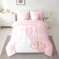 thumbnail image 3 of Feelyou Romantic Valentines Day Twin Bedding Sets 7-Piece, Cartoon Love Heart Bedding Comforter Set, Kawaii Princess White Pink Reversible Sheet Sets, Ultra Soft Bedroom Decor, 3 of 9