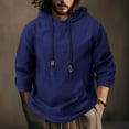 thumbnail image 2 of CFLVAEK Cotton Linen Hoodies for Men Loose Fitted Long Sleeve Hoodie Sweatshirts Big and Tall Drawstring Pullover Tops with Pocket Navy XXL, 2 of 7