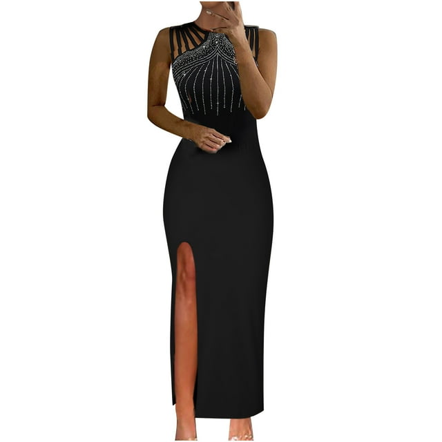 CEHVOM Robe Longue Maxi Aguichant Unie Sans Manches pour Femmes, Mode Vacances Été