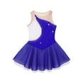 thumbnail image 3 of Sinleey Robe de Patinage Artistique pour Filles, Sans Manches, avec Strass Scintillants, Robe de Danse Ballet, Bleu Royal 8, 3 of 7