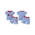 thumbnail image 2 of BemeyourBBs Toddler Baby Boy Girl 4th of July Outfit Patriotic Independent Day Summer Clothes Fourth of July Popsicle Embroidery Waffled Striped Short Sleeve T Shirt Tops and Pockets Shorts 2Pcs Set, 2 of 9