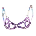 thumbnail image 3 of Arnés de tiras de cuero Sujetador Ajustable Ahueca hacia fuera Cupless Cage Cinturón para el cuerpo Gótico 紫色 + 镭射 Colcomx jaula sujetador arnés bralette, 3 of 8