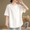 thumbnail image 4 of Mittory Womens Oversized Tee Side Split Short Sleeve T Shirt Solid Crew Neck Loose Top, 4 of 6