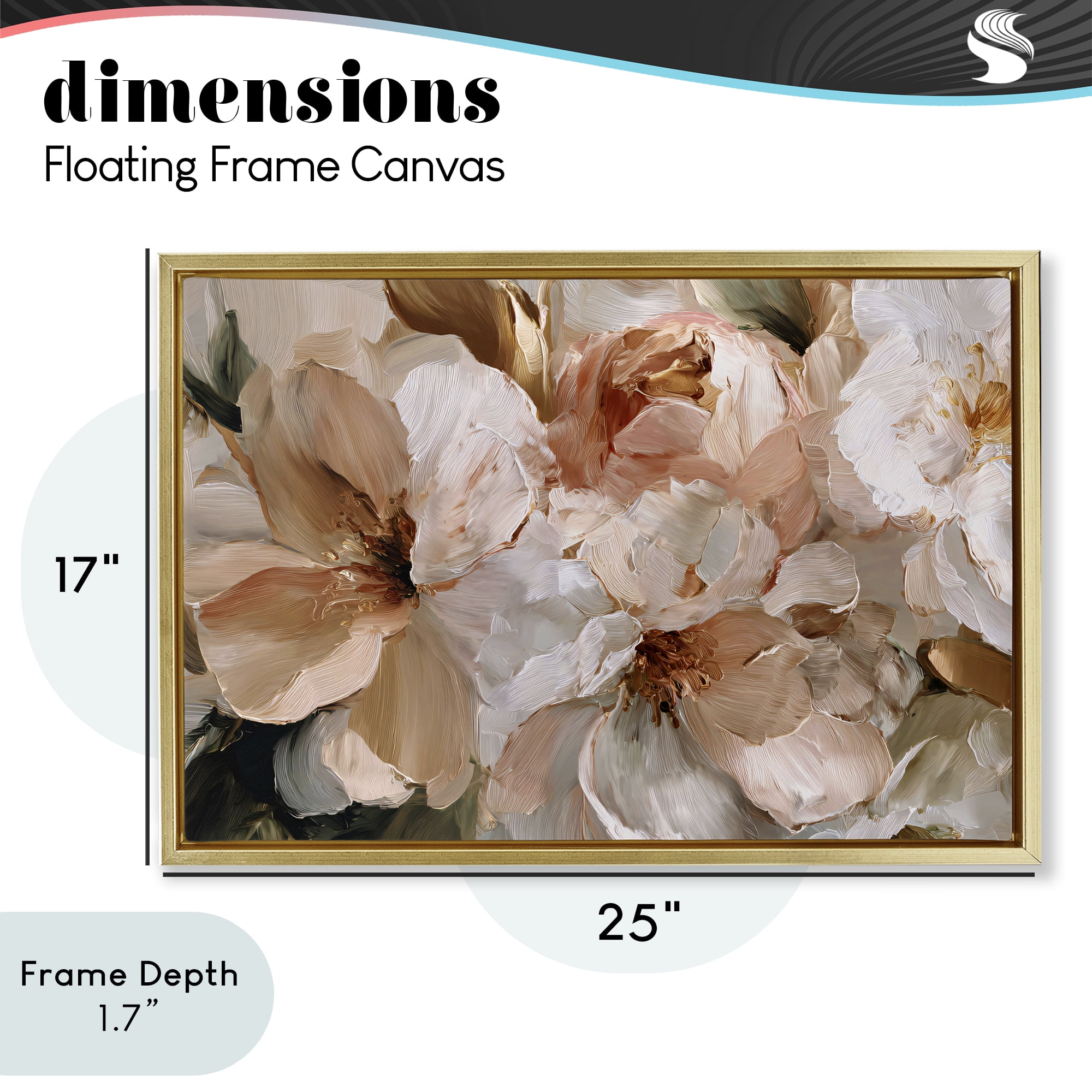 Stupell Industries Pink Brushstroke Petals Gold Framed Floater Canvas Wall Art, design by Jacky Ngan