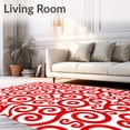 thumbnail image 2 of ODIKA 4'x6' Machine Washable Non-Slip Area Rug, Festive Swirl Latch Hook DIY Project High Traffic Rug, Red, 647079, 2 of 7