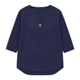 thumbnail image 6 of MSJUHEG 3/4 Sleeve Linen Tops for Women Dressy Casual Blouses Flowy Floral Shirts Loose Linen Top Cotton Linen Shirts Gauze Shirts for Women Cotton Linen Cotton Boho Blouses Short Sleeve Dark Blue S, 6 of 9