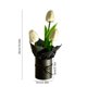 thumbnail image 3 of Decoración de plantas en maceta con flores artificiales simuladas de tulipanes – Arreglo de tulipanes en PU Negro Rosa Blanco, 10,24 pulgadas, adorno de oficina en casa sin mantenimiento, 3 of 6