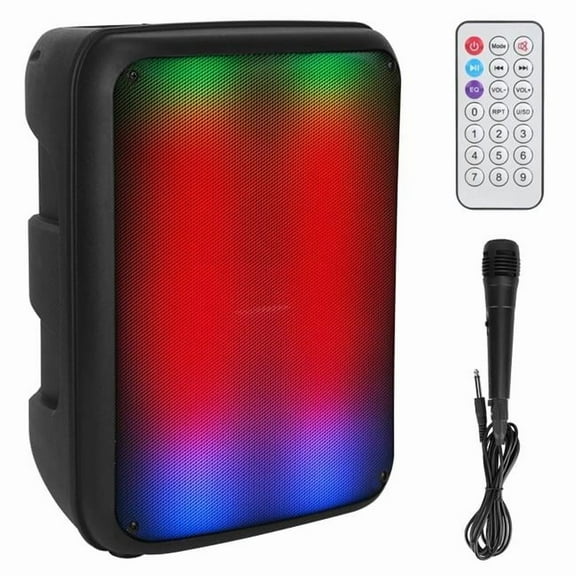 Fresh Fab Finds FFF-GPCT3693 8in Portable Wireless Party Speaker with Colorful Lights, TWS Function, FM Radio, USB/MMC Card Reading, Aux In, Recording Function, Mic