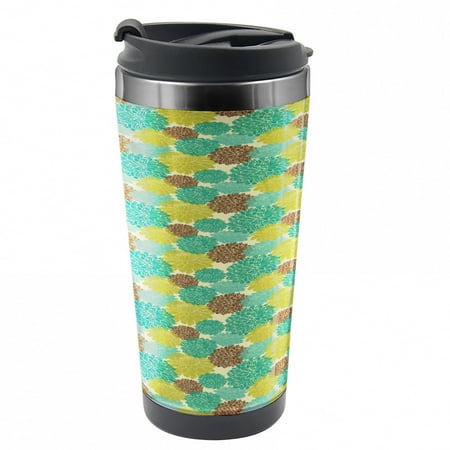 

Retro Travel Mug Abstract Spring Growth Steel Thermal Cup 16 oz by Ambesonne