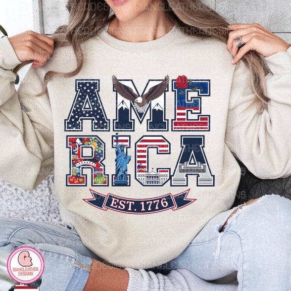 Retro 4th of July USA Flag Sweatshirt, America the Beautiful Stars and Stripes Pullover, Independence Day Shirt