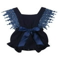 thumbnail image 1 of Baby Girl Cotton Linen Romper Lace Sleeveless Ruffle Bowknot Jumpsuit, 1 of 5