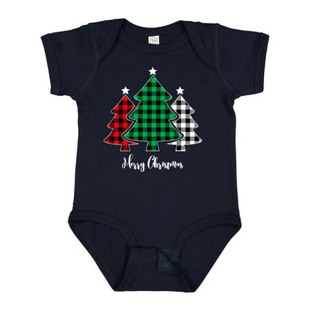 

Inktastic Plaid Christmas Tree Trio Gift Baby Boy or Baby Girl Bodysuit