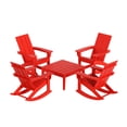 thumbnail image 2 of WestinTrends Ashore 5 Piece Patio Rocking Chair Set, All Weather Poly Lumber Adirondack Rocker Conversation Set Porch Patio Chairs Set of 4 with Low Coffee Table, Red, 2 of 10