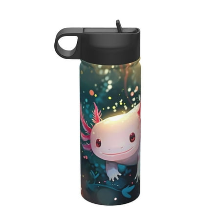 

Daiia Whimsical Axolotl Fantasy Printed 18oz Sports Insulated Kettle With Straw Water Bottle For Running Hiking Cycling Climbing Mens Woman S Sports Water Bottle