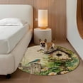thumbnail image 3 of Spring Floral 6ft Round Rugs, Birds Cabin Watercolor Botanical Retro Art Washable Non-Slip Area Rugs for Living Room Bedroom Kitchen, Soft Low Pile Dining Room Kicthen Circle Carpet, Indoor Floor Rug, 3 of 9