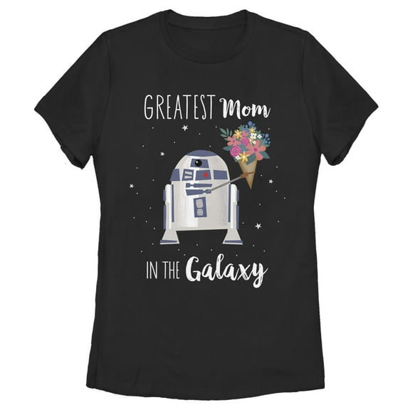 Women's Star Wars Mother's Day R2-D2 Greatest Mom in the Galaxy Graphic Tee Black Medium