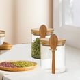 thumbnail image 6 of Koadzawe Glass Jar Containers With Bamboo Airtight Lid Wooden Spoon Scoop Food Storage Canister Clear Glass Containers Kitchen Organization Jars 1 Pcs 9 oz Coffee Container, 6 of 6