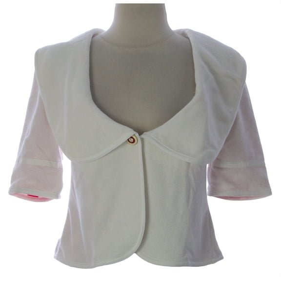 PRIORITIES Women's Terry Cloth Cropped Jacket Sz Large White