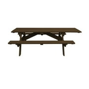 30 x 94 x 66 in. Dark Brown Solid Wood Outdoor Picnic Table with Umbrella Hole