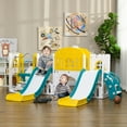 thumbnail image 7 of Canddidliike 8 in 1 Kids Slide and Swing Set with 2 Slides, Baby Slide for Ages 1-3 with Basketball Hoop, Climber, Aisle, Steering Wheel, Storage Space, Telescope, Indoor Playground, Yellow, 7 of 7