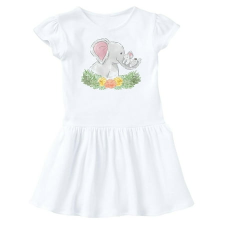 

Inktastic Cute Elephants with Flowers Gift Baby Girl Dress