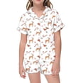 thumbnail image 1 of Fgnfyis Pyjamas pour Filles Pyjamas pour Filles Ensemble de Pyjamas Décontracté Imprimé Col Boutonné Manches Courtes Haut Shorts Blanc, 1 of 4