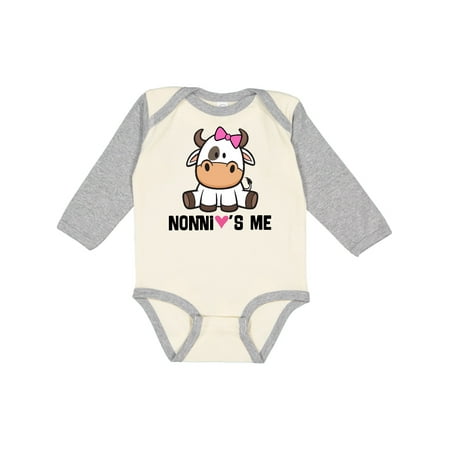 

Inktastic Nonni Loves Me Baby Cow Gift Baby Girl Long Sleeve Bodysuit
