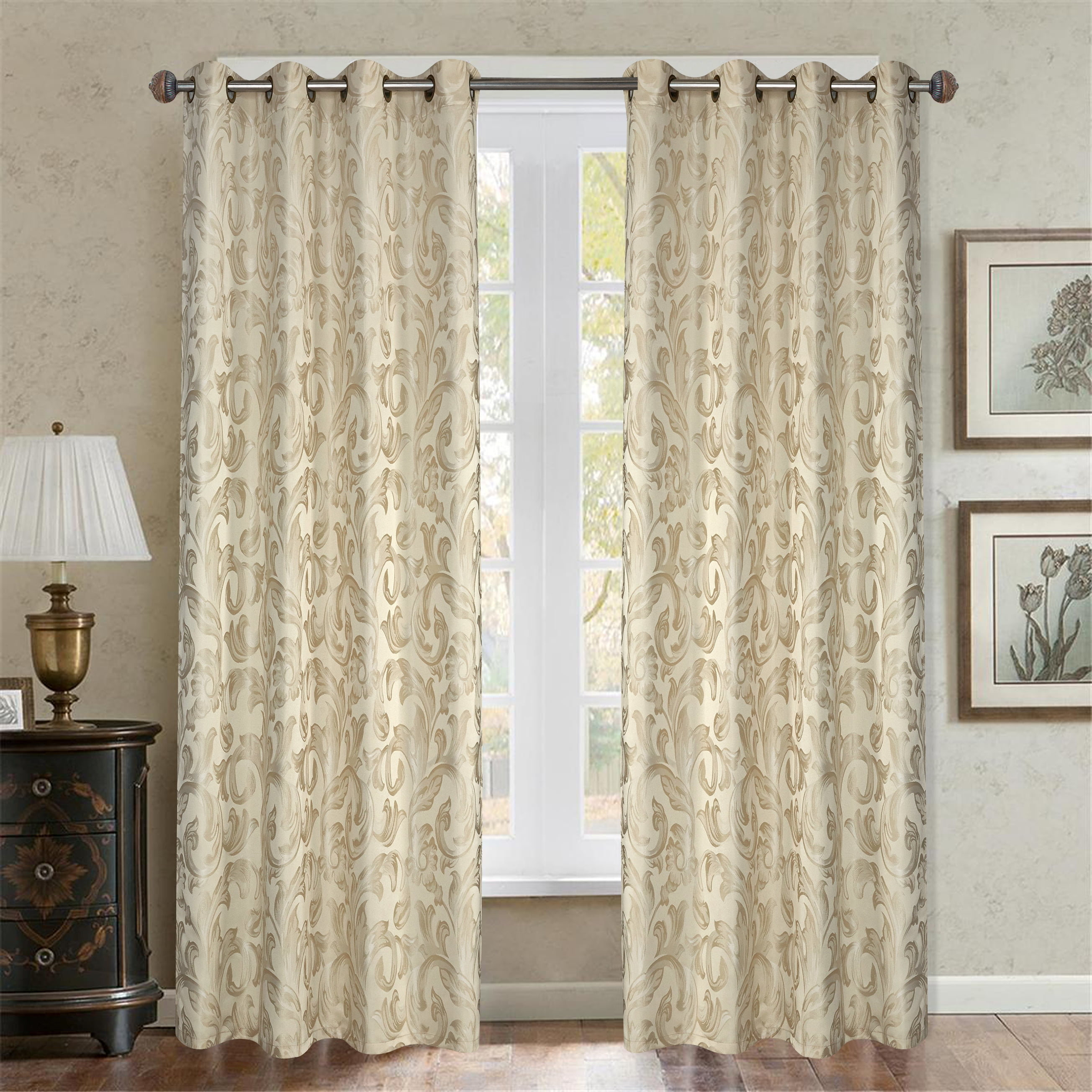 Casa Baroque Paisley Room Darkening Window Curtain Available In Multiple Colors And Sizes Walmart Com Walmart Com