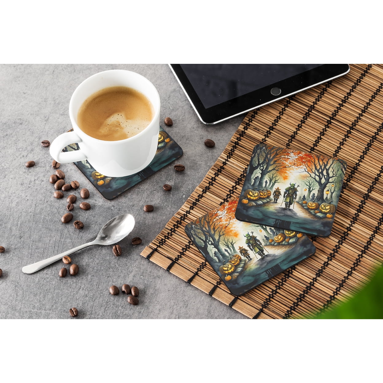 Orcs Spooky Halloween Foam Coasters