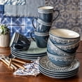 thumbnail image 4 of over&back Dinnerware Set - Stoneware Dish Set with Dinner Plates, Salad Plates, Soup Bowls, Mugs - 16-Piece All-Occasion Place Settings - Medallion | Teal, 4 of 10