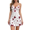 thumbnail image 2 of Women's Nightgown Silk Slip Sleepwear V Neck Short Nightwear Red XL, 2 of 7