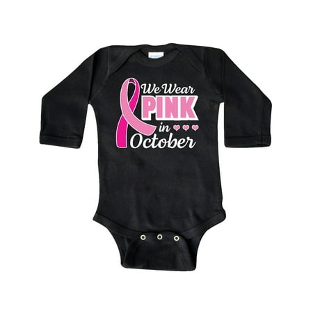

Inktastic Breast Cancer Awareness We Wear Pink in October Gift Baby Girl Long Sleeve Bodysuit