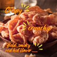thumbnail image 4 of 2-Pack Red Hot Fried Pork Rinds, 2.6 oz Bag Spicy Hickory Smoked Flavor, Extra Crunchy Airy Chips Protein-Packed Party Gourmet Snack with Bonus EB Essential Bag, 4 of 7