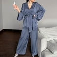 thumbnail image 5 of BONIXOOM Christmas Pajamas For Women Couples Christmas Pajamas Leisure Belt Short Sleeve Sleepwear Sets Solid Blue S, 5 of 8