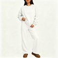 thumbnail image 6 of Szluipve 2 Piece Sets for Women 2 Piece Loungewear Set, Crew Neck Oversized Sweatshirt & High Waist Wide Leg Pants, Solid Color Fleece Casual Matching Tracksuit White 2XL, 6 of 6