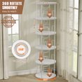 thumbnail image 3 of Flycity 5 Tier Rotating Bookshelf, 360° Display Rotating Bookcase Corner Storage Rack with Special Visible Partition Storage, White, 3 of 9