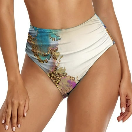 CAICJ98 Swim Shorts Women Women Plus Size High Waist Bikini Bottoms Swim Briefs Beach Shorts Ruched Bottom Beige 2XL