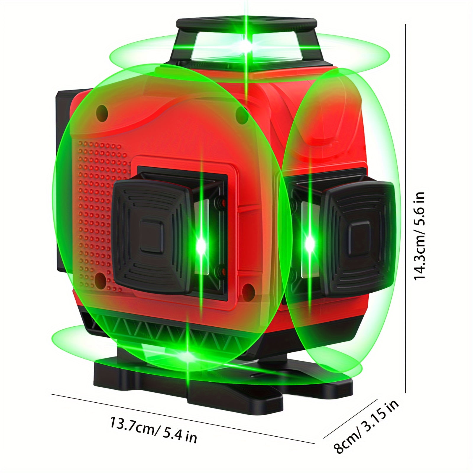4x360 Laser Level, 82ft/25m, ±1mm/7m Precision, With Self-leveling and Manual Mode, including Magnetic Bracket, Remote Controller and 2 Lithium Rechargeable Battery