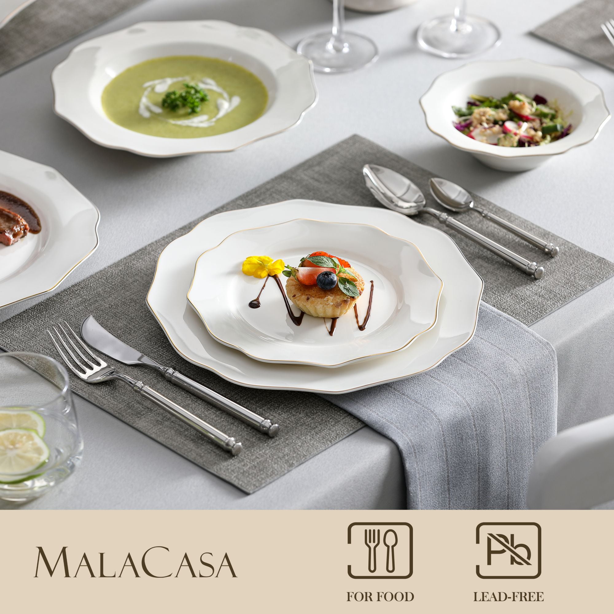 MALACASA Isabel 16-Piece Dinnerware Set, Service for 4 - On Sale